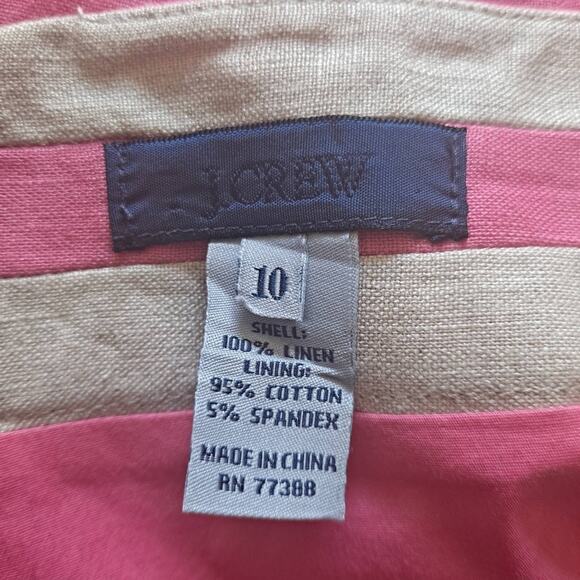 J. Crew Pink Women's 100% Linen Knee Length Straight Skirt with Lining -10 - Picture 11 of 11